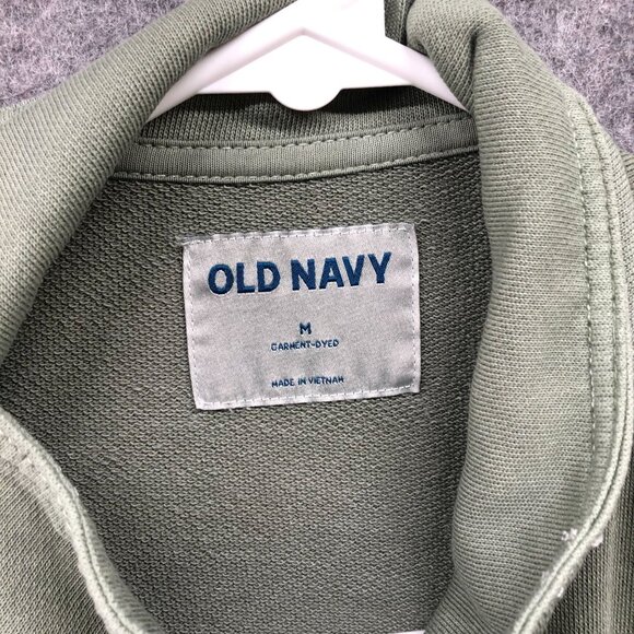 Old Navy Oversized Sweatshirt Mens M Utility 1/4 Zip Olive Green Mock Neck - Picture 5 of 9